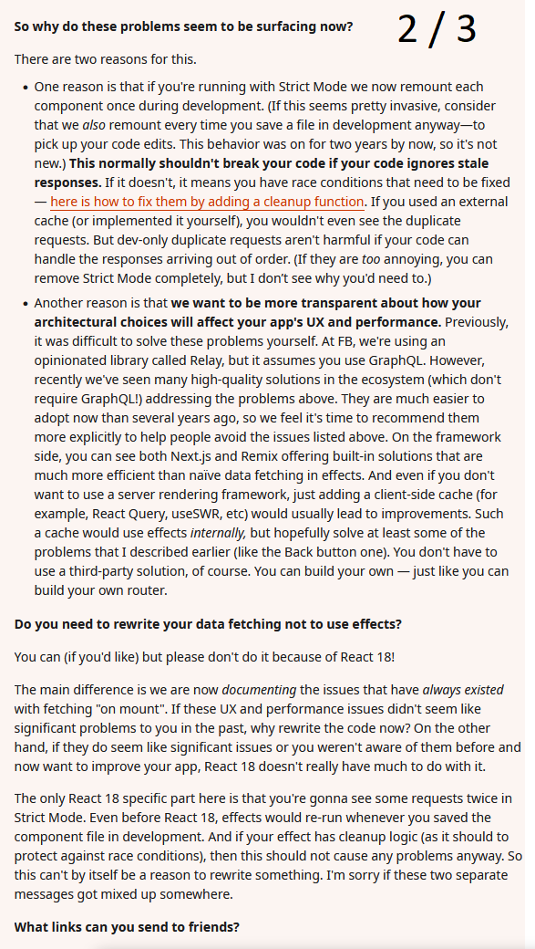 Second advice about the React fetching